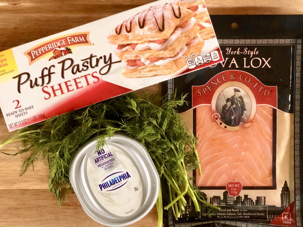 Ingredients for Smoked Salmon Puff Pastry.