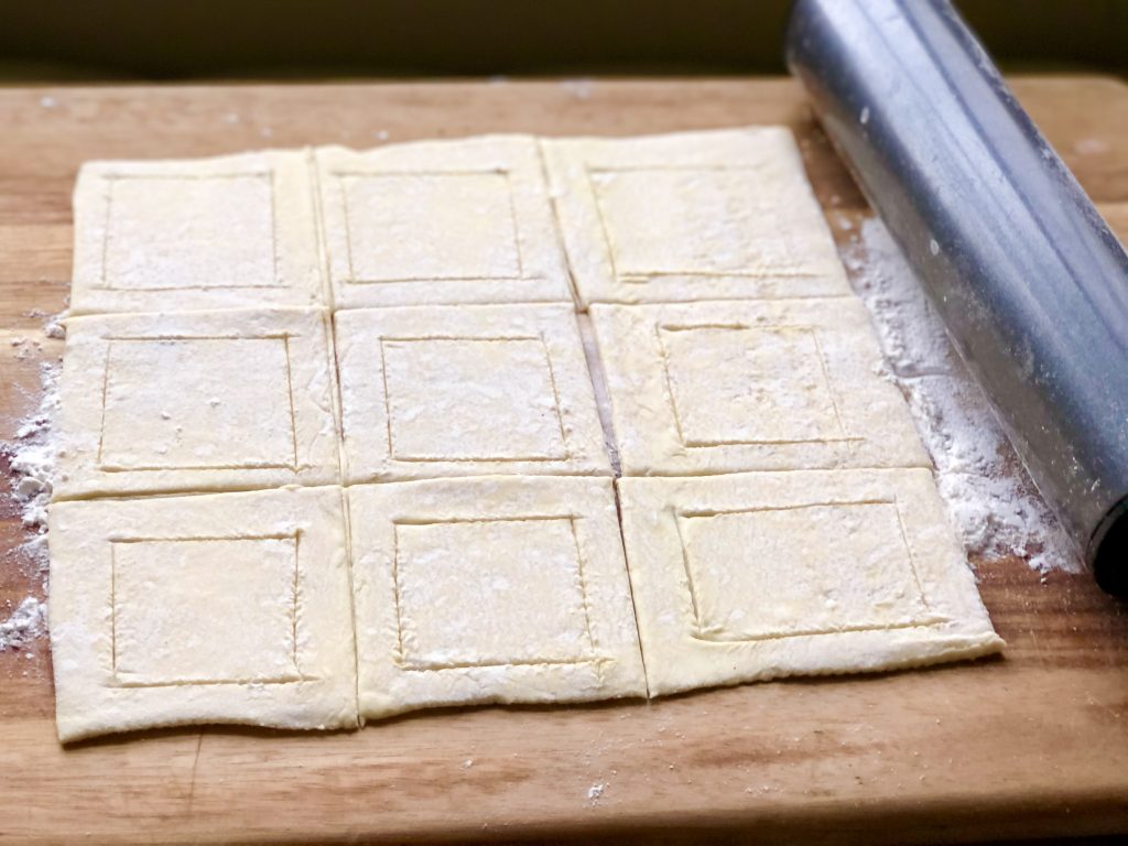 Instructions for Smoked Salmon Puff Pastry.